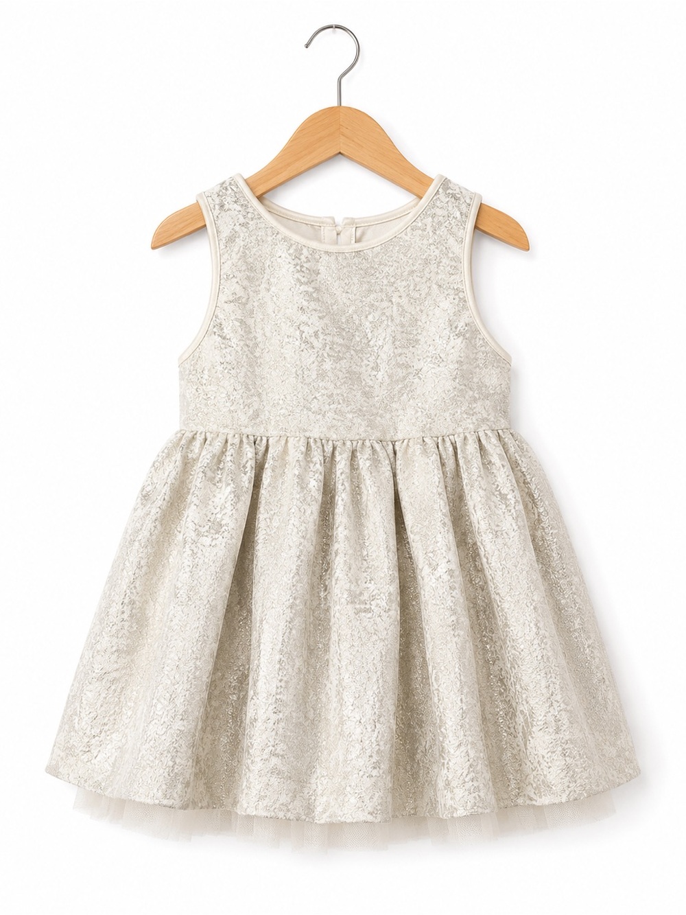 Joe Fresh Baby Girl Dress 12-18M Cream Silver Brocade Holiday Party Girlie